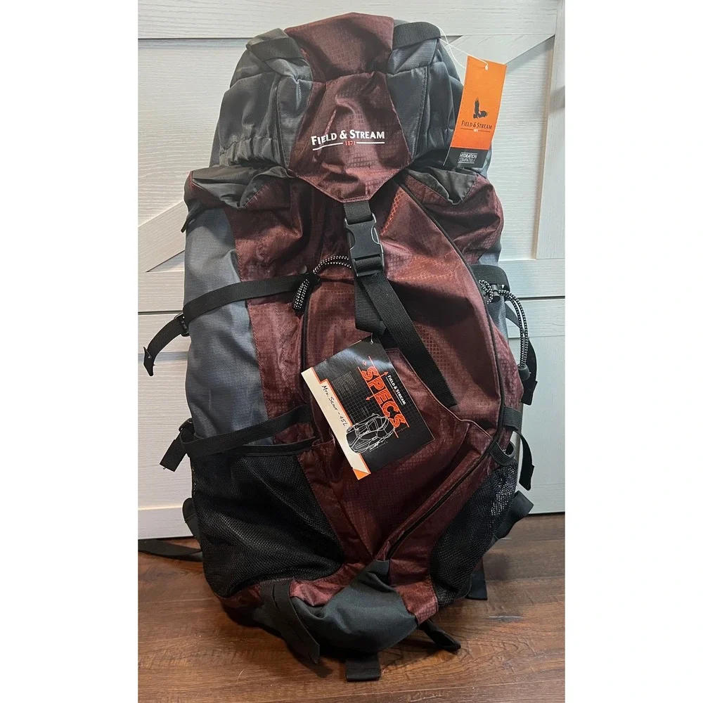 Field & Stream Mountain Scout 45L Internal Frame Backpack Burgundy Grey CEH01086